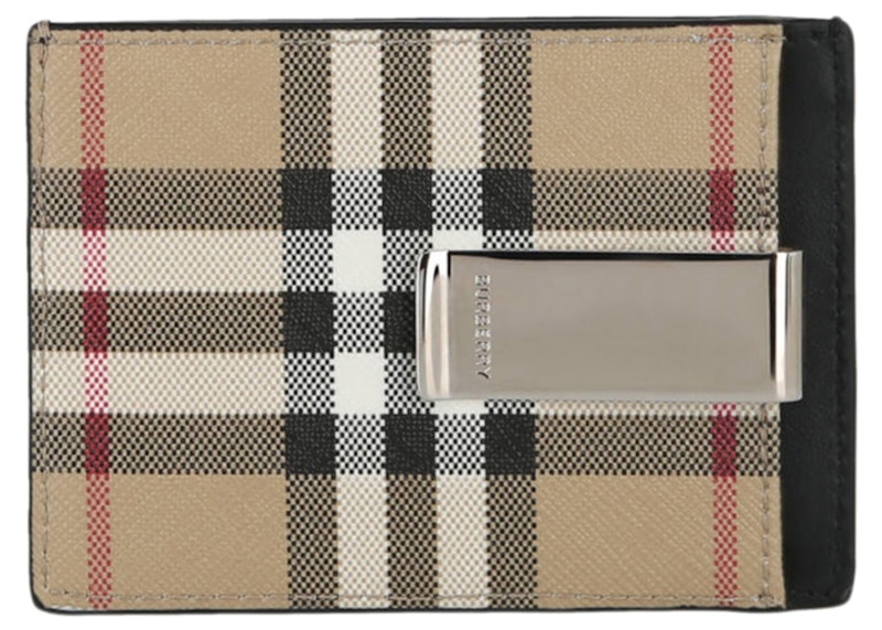 Burberry check best sale card holder