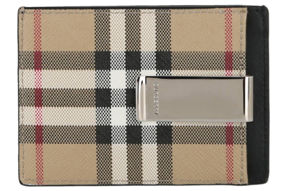 Pre-owned Burberry Check Print Card Holder Beige
