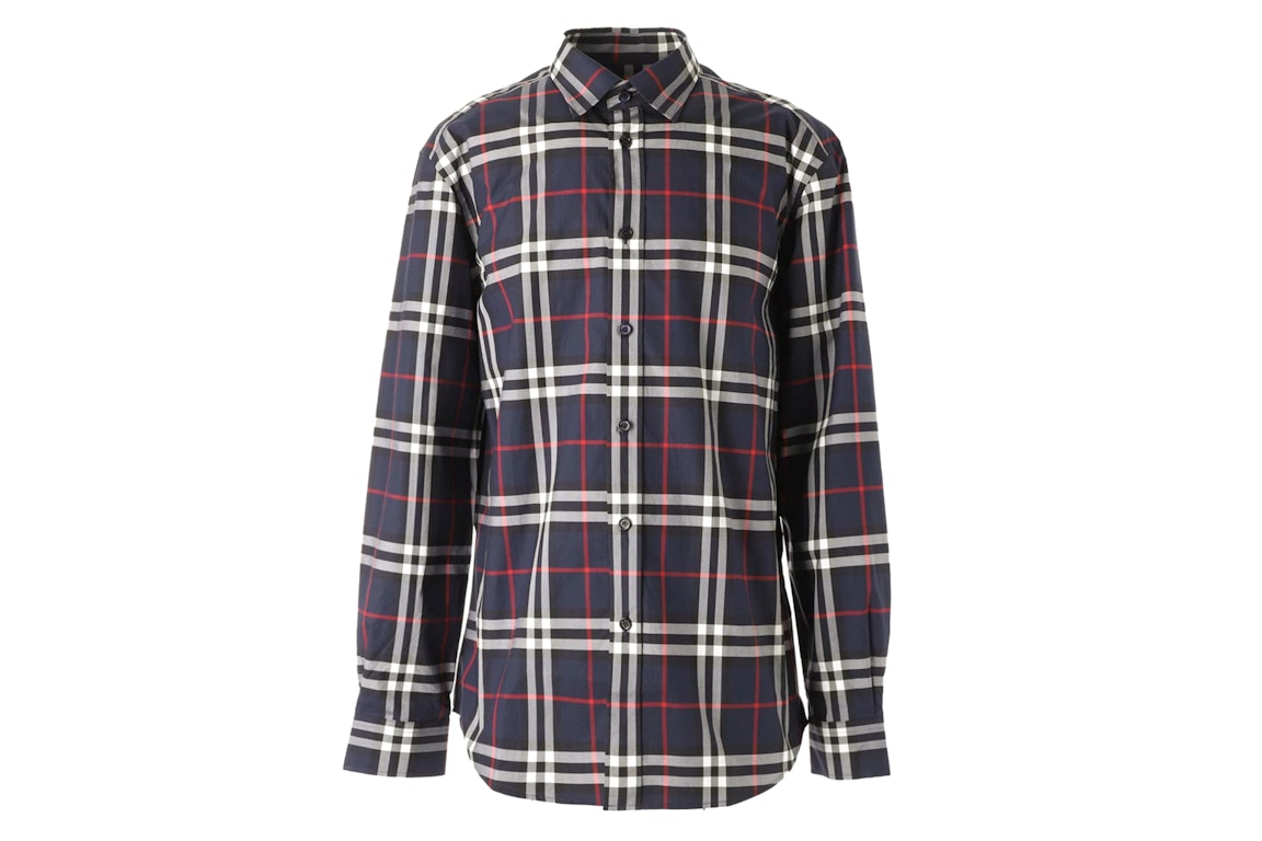 Pre-owned Burberry Check Print L/s Shirt Navy