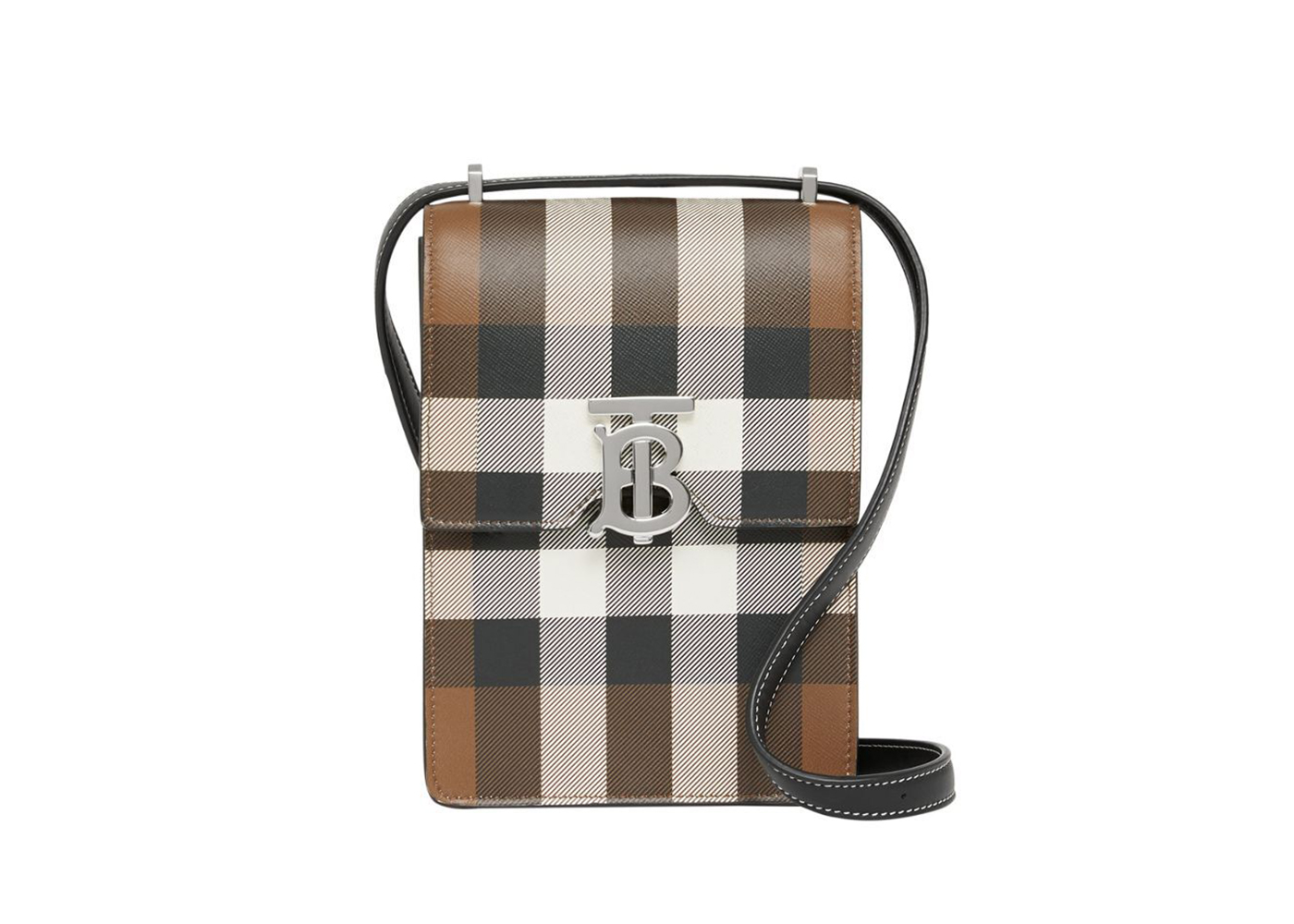 Burberry Check Print Leather Robin Bag Birch Brown in Calfskin