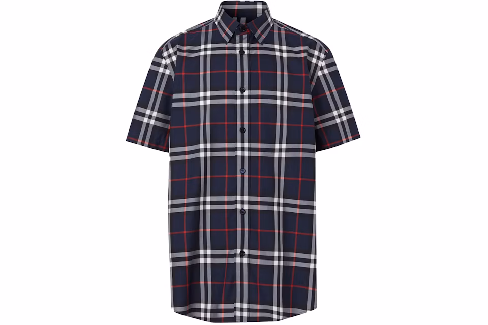 Burberry Check Print S/S Shirt Navy