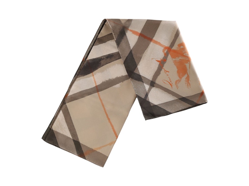 Pre-owned Burberry Check Print Scarf In Birch