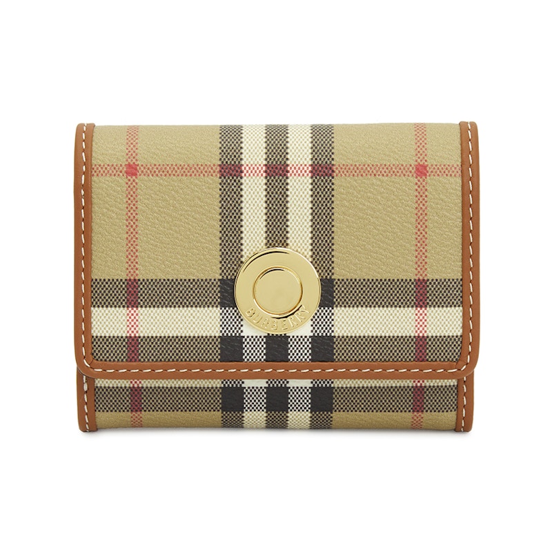 Women's Burberry Check Short Wallet in Beige Brown