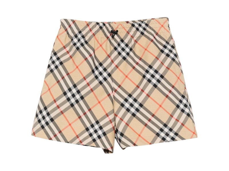 Pre-owned Burberry Women's Check Shorts In Sand Ip Check