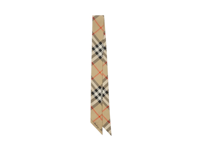 Pre-owned Burberry Check Silk Scarf In Sand/lichen In Multi