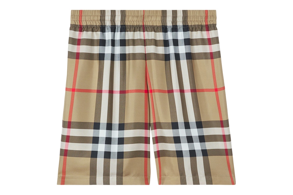 Pre-owned Burberry Check Silk Shorts Shorts Archive Beige