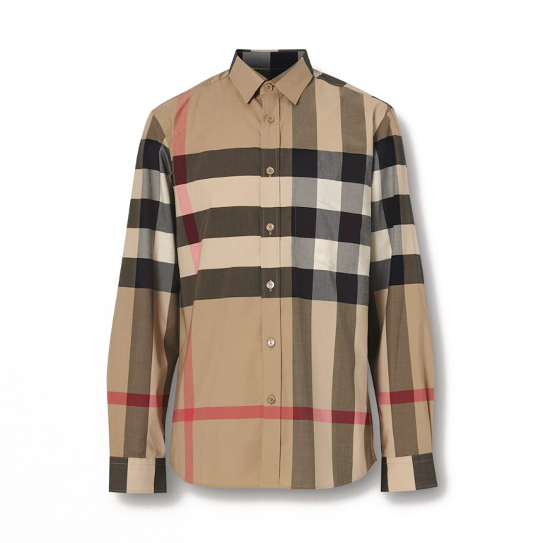 Pre-owned Burberry Check Stretch Cotton Poplin Shirt Archive Beige