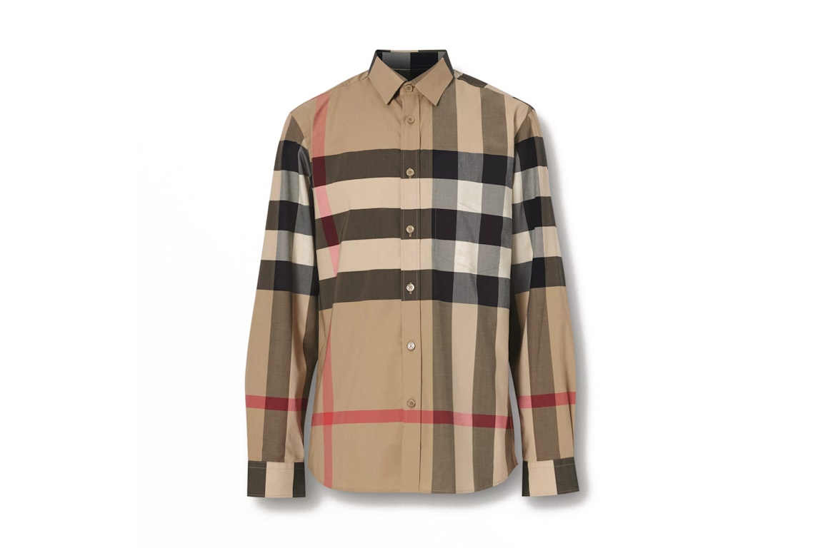 Pre-owned Burberry Check Stretch Cotton Poplin Shirt Archive Beige