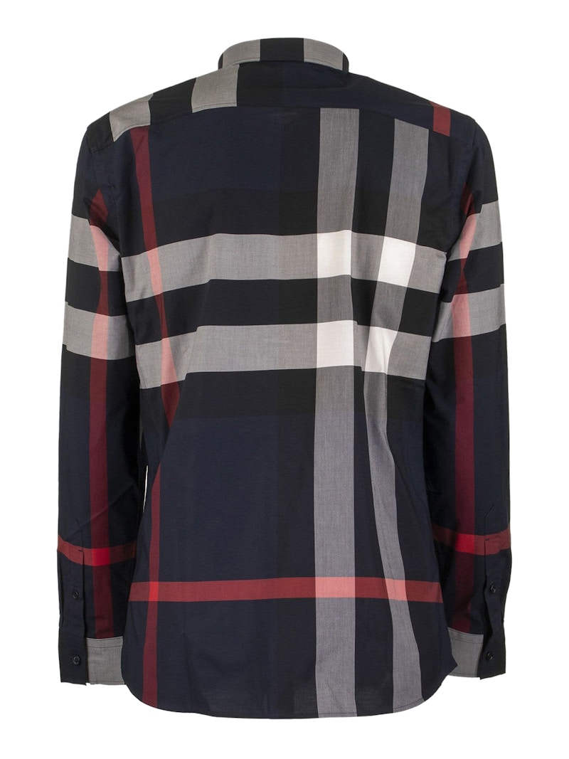 Burberry shirt black and sales red