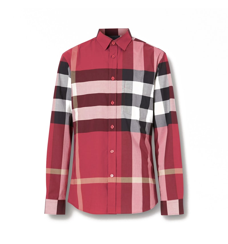 Camisa Algodon Camisa Burberry Roja Hombre Burberry Camisa De