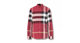 Burberry Check Stretch Cotton Poplin Shirt Parade Red