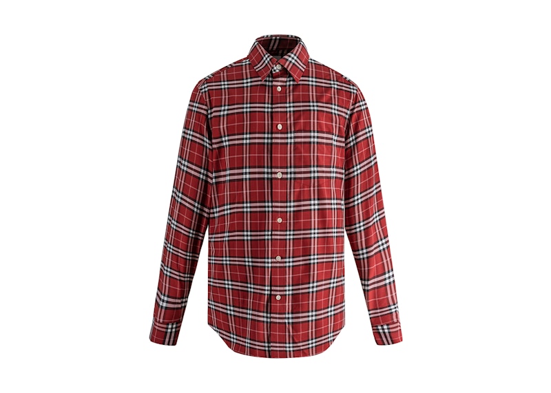 Burberry check detail hotsell stretch cotton poplin shirt