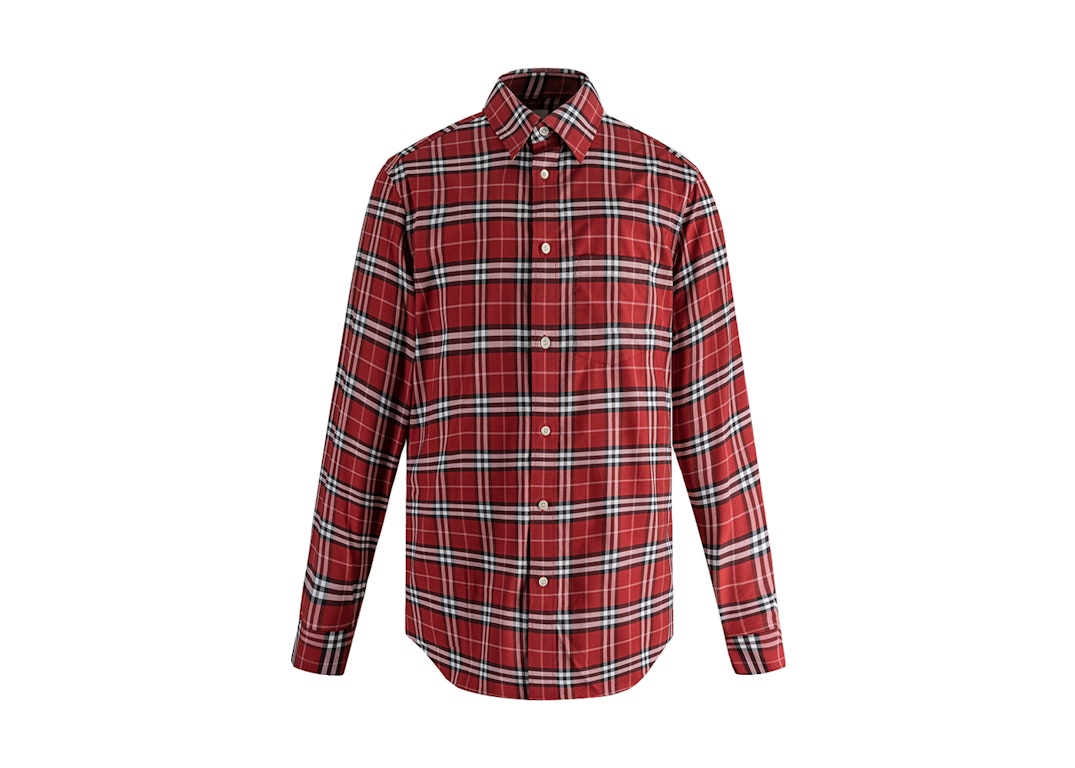 Pre-owned Burberry Check Stretch Cotton Poplin Shirt Red