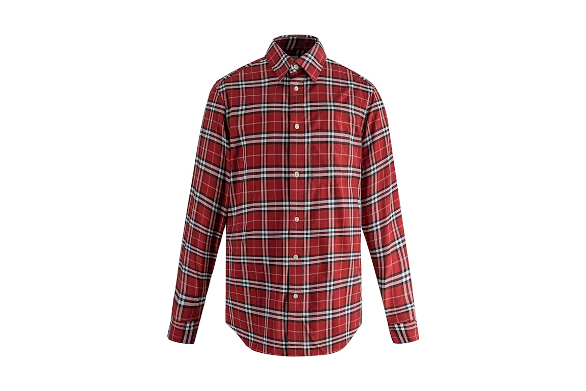 Pre-owned Burberry Check Stretch Cotton Poplin Shirt Red
