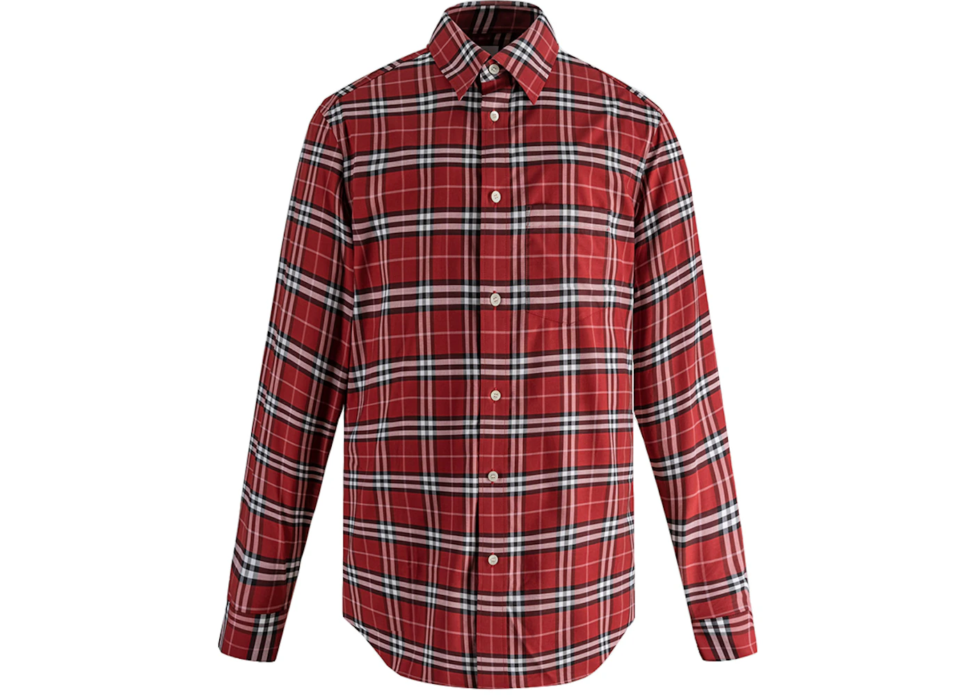 Burberry Check Stretch Cotton Poplin Shirt Red Men's US
