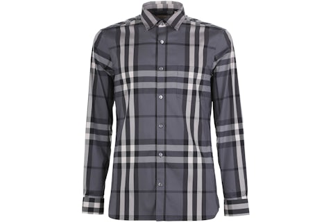Burberry Check Stretch Cotton Shirt Grey/White/Black Men's GB