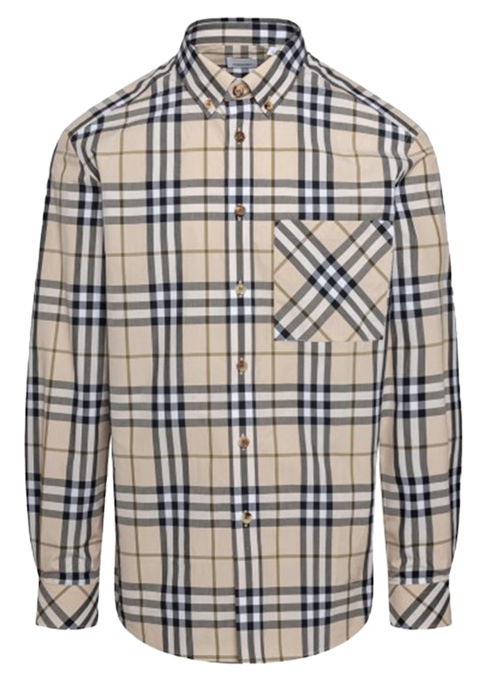 Pre-owned Burberry Check Stretch Poplin Long Sleeve Shirt Soft Fawn