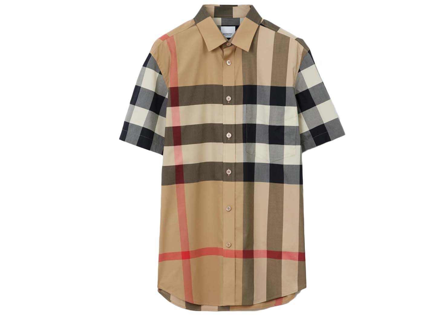 Burberry checkered short-sleeved button-down shirt - Neutrals