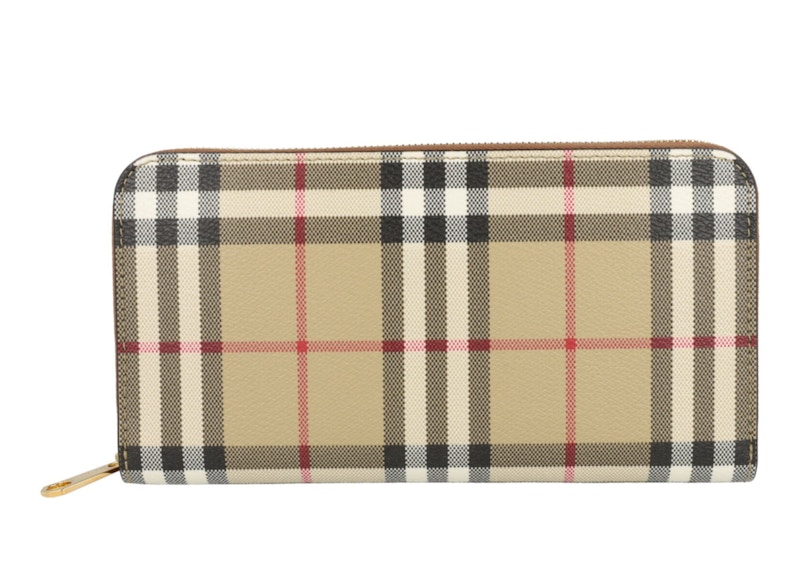 Pre-owned Burberry Women's  Check Zip Wallet In Vintage Check Briar Brown