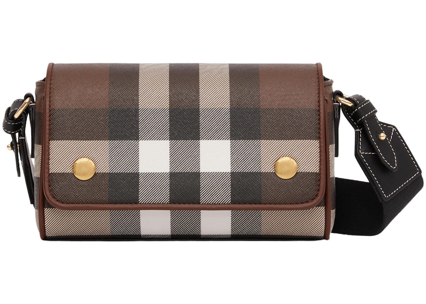 Burberry Check and Leather Crossbody Bag Dark Birch Brown in Cotton ...