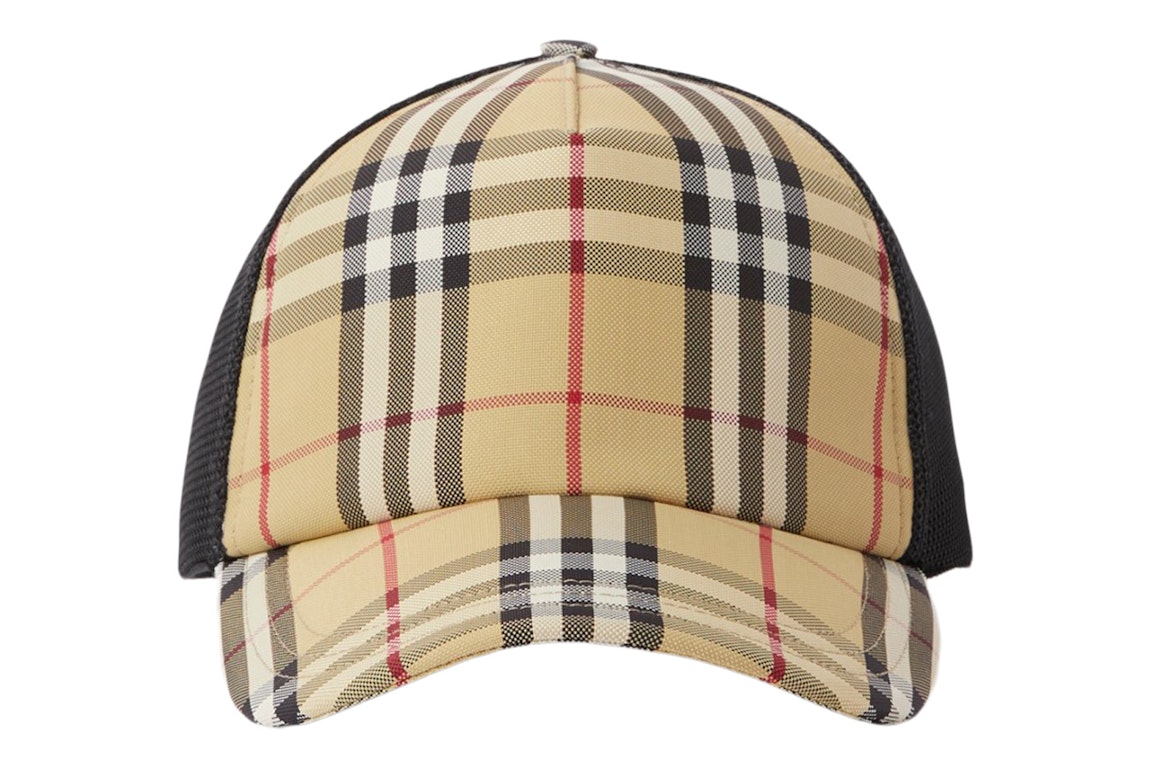 Pre-owned Burberry Check And Mesh Cap Archive Beige