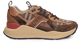 Burberry Check and Suede Sneakers Dark Birch Brown