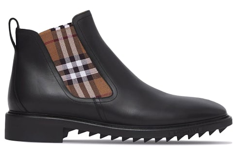 Burberry Check-panel Ankle Boots Black Brown Men's 80452441 US