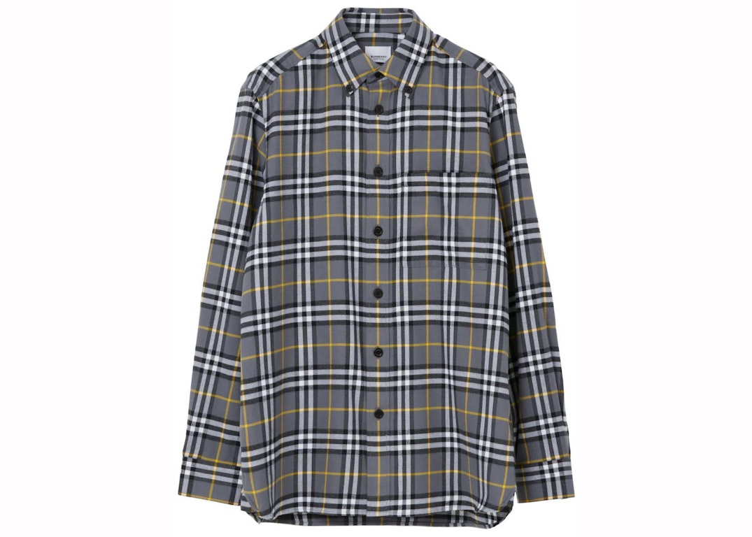 Pre-owned Burberry Check-pattern Cotton Flannel Shirt Grey/yellow