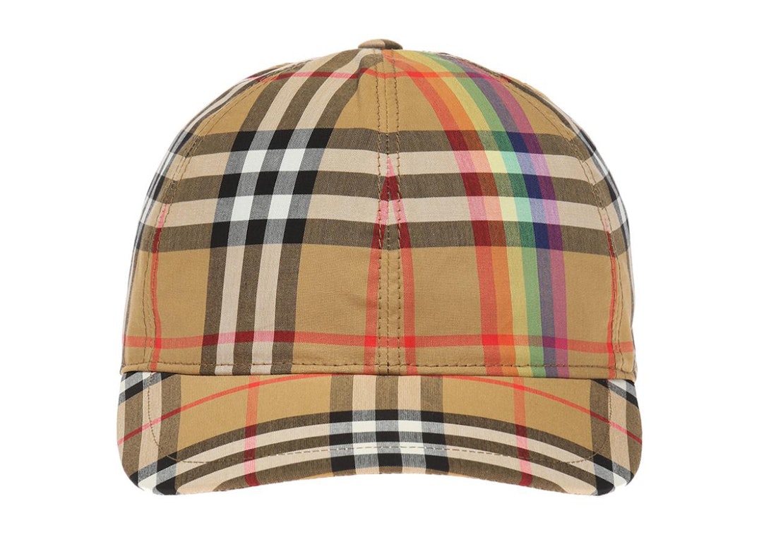 Pre-owned Burberry Checked Baseball Cap Antique Yellow Rainbow