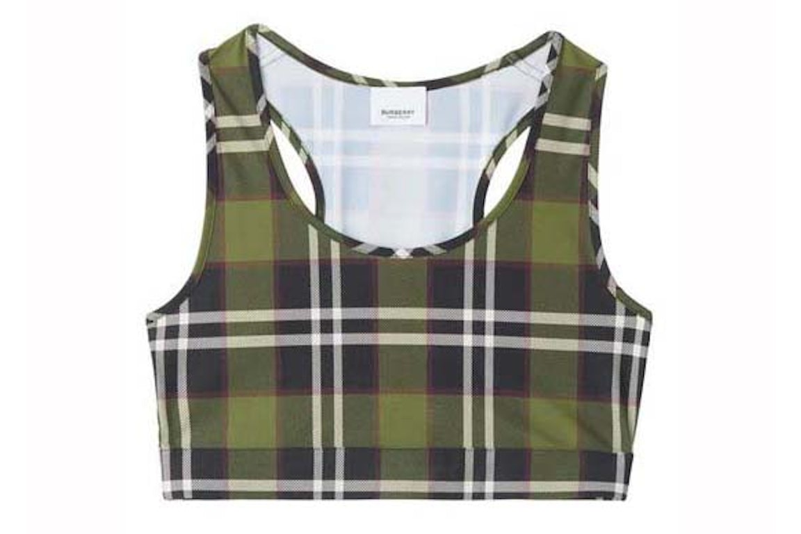 Pre-owned Burberry Checked Cropped Tank Top Green