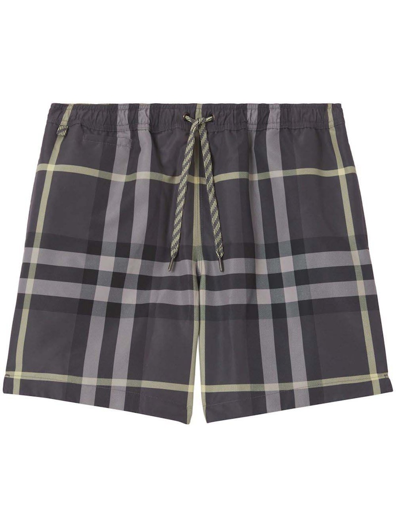 Burberry Checked Martin Swim Shorts Grey Men's - US