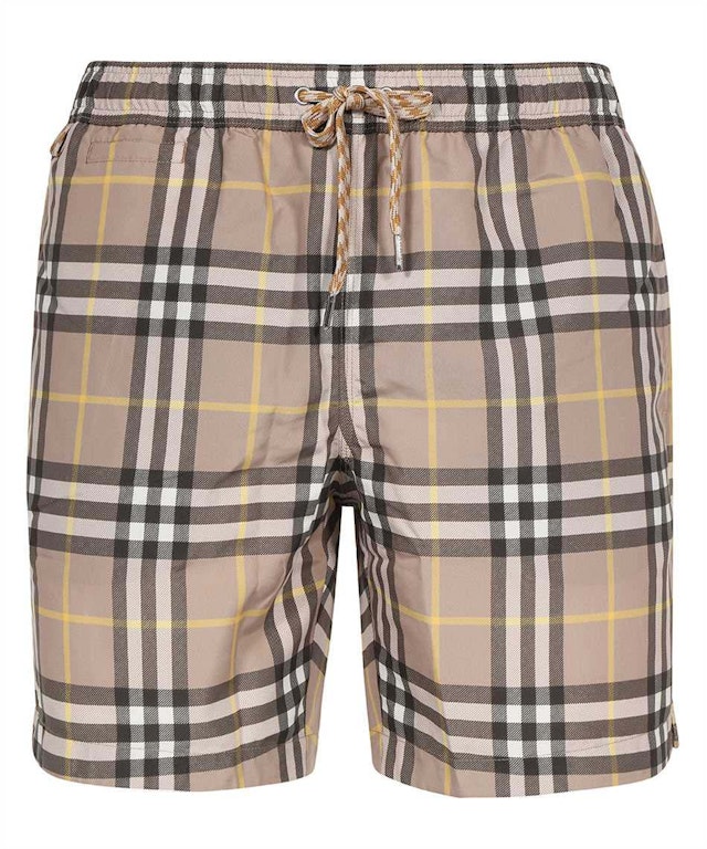 Pre-owned Burberry Checked Swim Shorts Beige/yellow