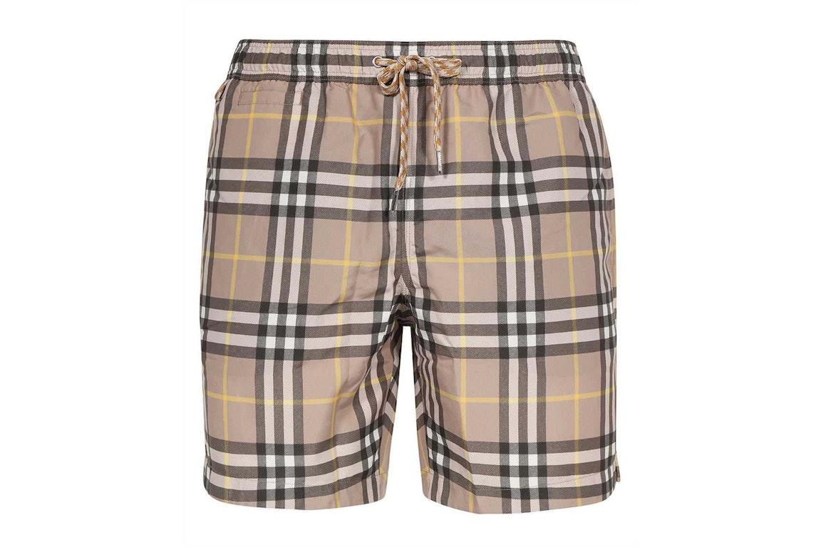 Pre-owned Burberry Checked Swim Shorts Beige/yellow