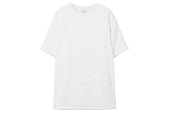 Burberry Checked Terry T-Shirt White
