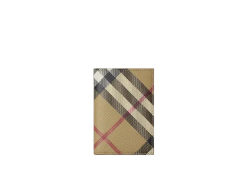Burberry Checkered Folding Card Case Beige