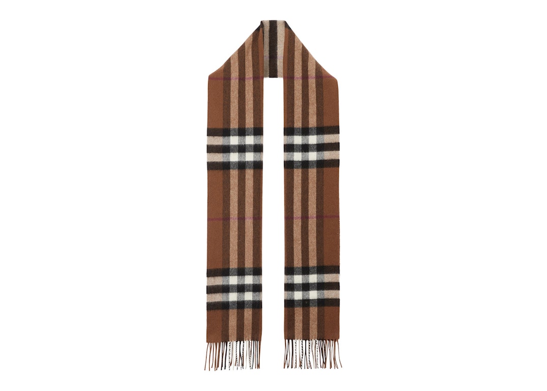 Pre-owned Burberry Classic Check Fringed Scarf Birch Brown/multicolor