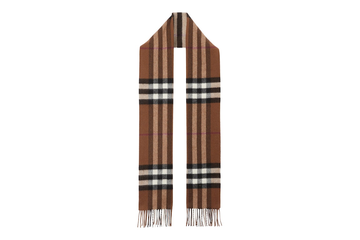 Pre-owned Burberry Classic Check Fringed Scarf Birch Brown/multicolor