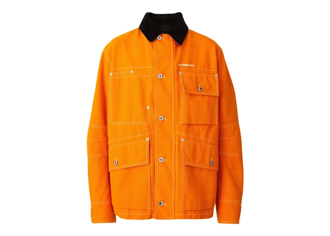 Pre-owned Burberry Collared Utility Jacket Orange Black