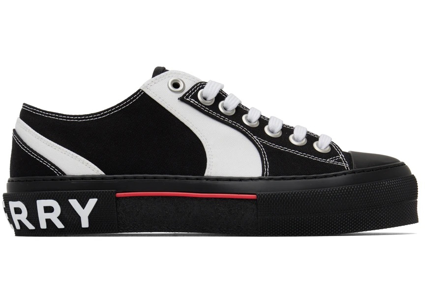 Burberry Colorblock Low Top Canvas Sneaker Black White