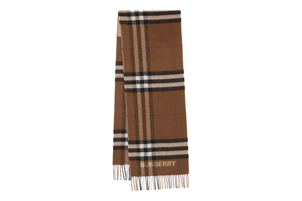 Pre-owned Burberry Contrast Check Cashmere Scarf Archive Beige/birch Brown
