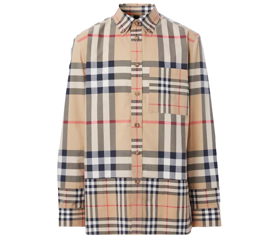 Pre-owned Burberry Contrast Check Cotton Shirt Archive Beige