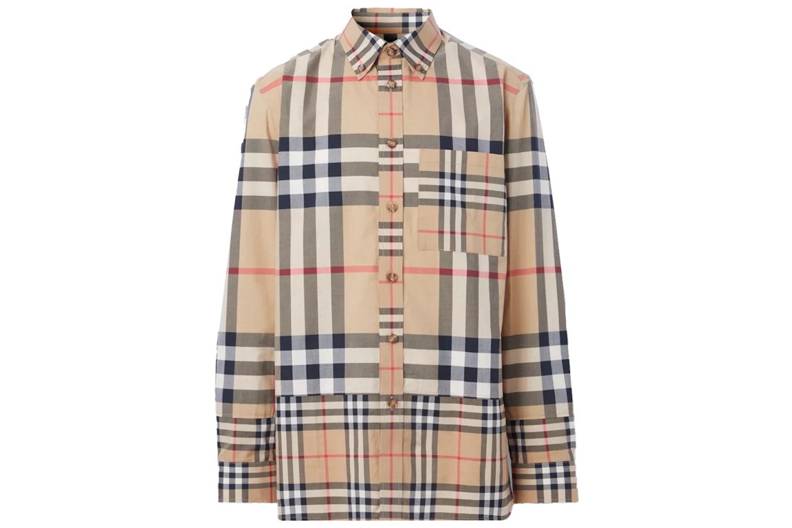 Pre-owned Burberry Contrast Check Cotton Shirt Archive Beige