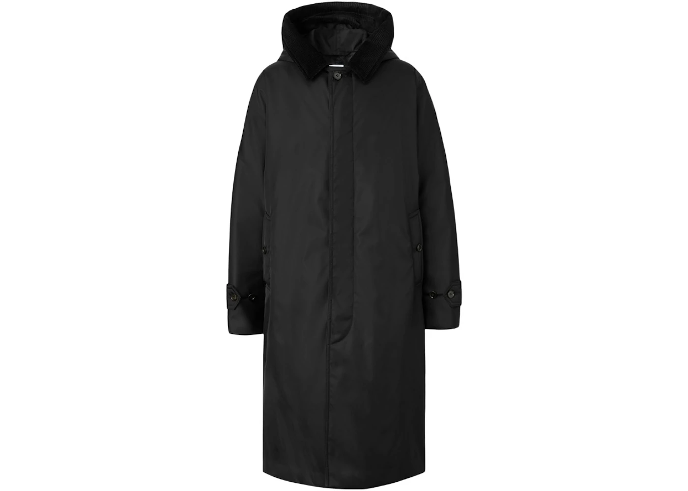 Burberry Corduroy Collar Nylon Twill Hooded Car Coat Black Men's - FW22 ...