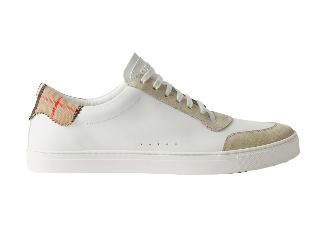 Burberry Cotton Check Sneakers Neutral White
