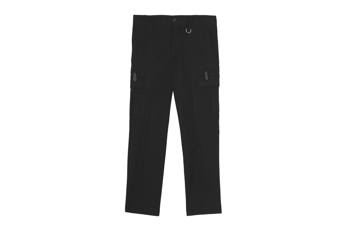 Pre-owned Burberry Cotton Gabardine Cargo Trousers Black