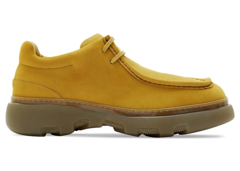 Pre-owned Burberry Men's  Creeper Suede Derby Sneakers In Yellow
