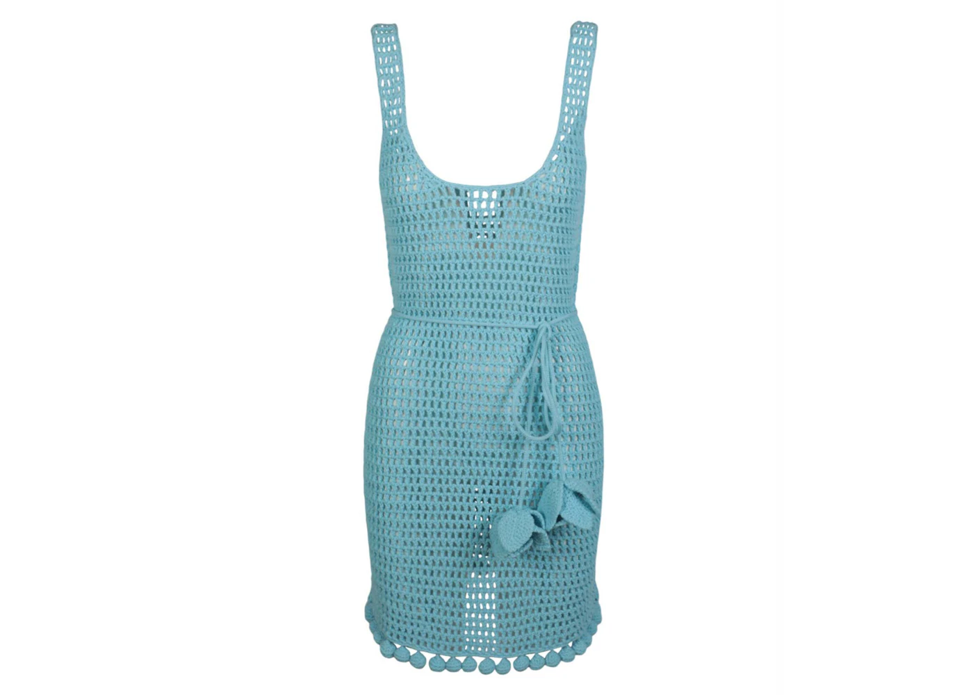 Burberry Crochet-Knit Belted-Waist Sleeveless Dress Blue - US Burberry Crochet-Knit Belted-Waist Sleeveless Dress Blue - US