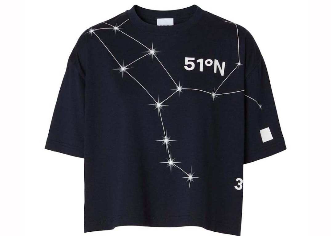 Pre-owned Burberry Cropped Constellation Print T-shirt Navy