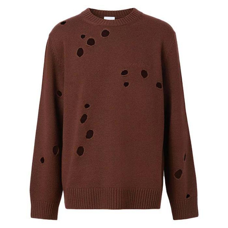 Pre-owned Burberry Cutout Detail Wool Sweater Dark Red
