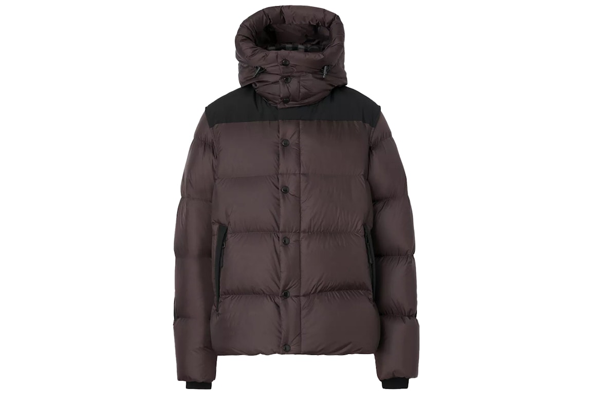 Pre-owned Burberry Detachable Sleeve Hooded Puffer Jacket Dark Peat Brown